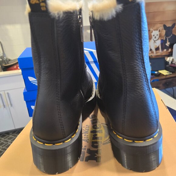 Dr. Martens Jadon Faux Fur Lined Leather Platform Combat Boots Black Mens SZ 12 - Picture 7 of 9